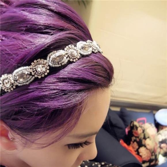 Shegirl Bridal Wedding Headband Handmade Crystal Beaded Elastic hair bands main image 7